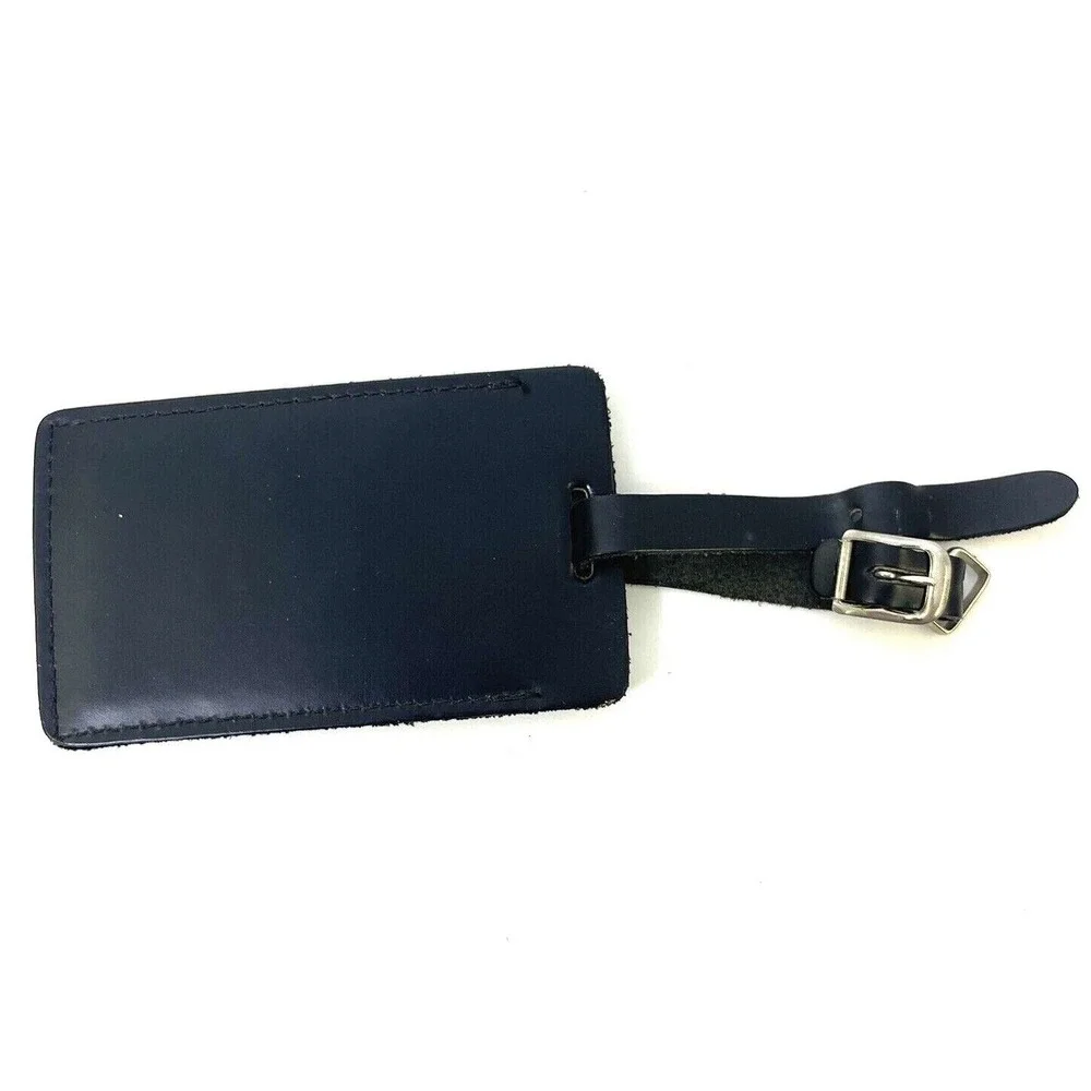 Black Leather Luggage Tag with‎ Buckle SBC Logo